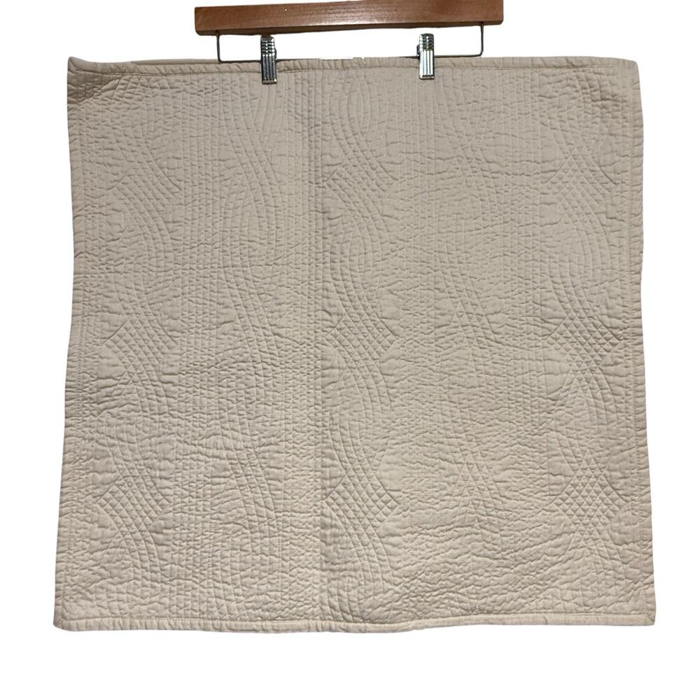 (2) Restoration Hardware 26x26 Quilted Pillow Covers Set Cream Thick 100% Cotton